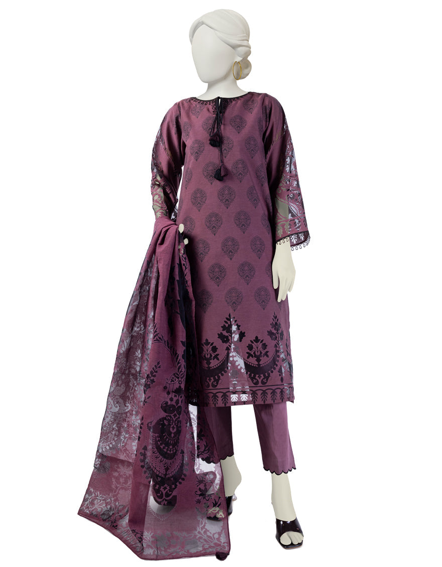 Cotton Purple Stitched Suit - J. Junaid Jamshed