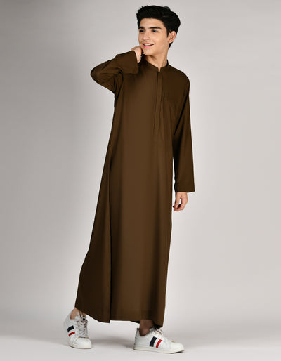 Polyester Brown Jubba - J. Junaid Jamshed