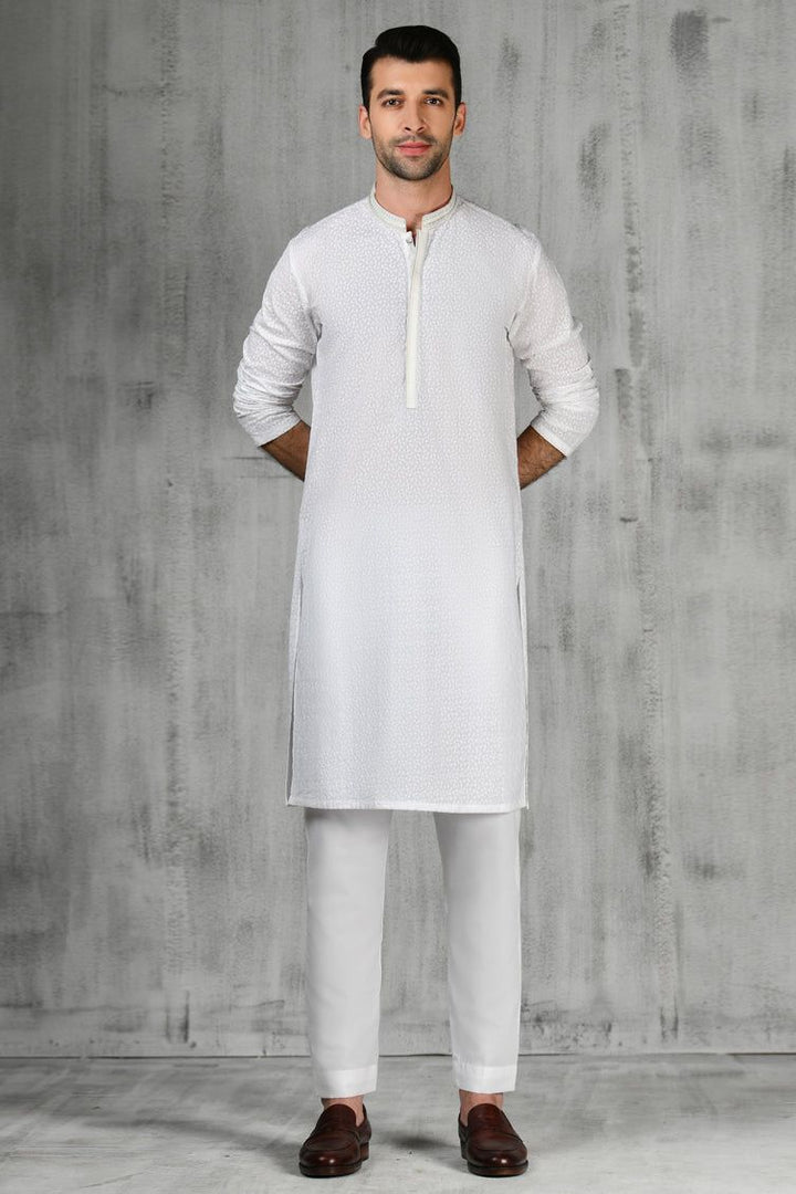 Cotton White Kurta - J. Junaid Jamshed