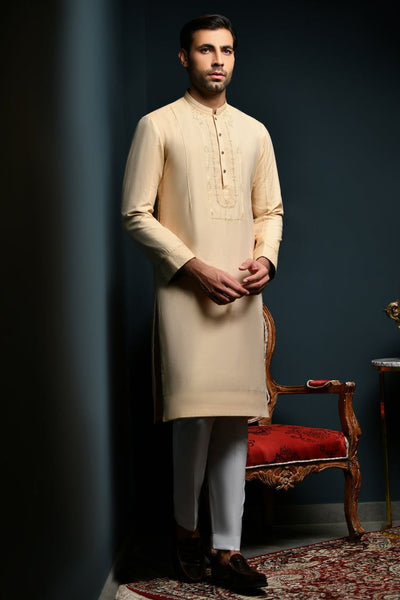 Raw Silk Brown Special Kurta - J. Junaid Jamshed
