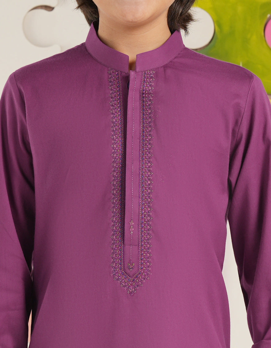 Cotton Magenta Kurta - J. Junaid Jamshed