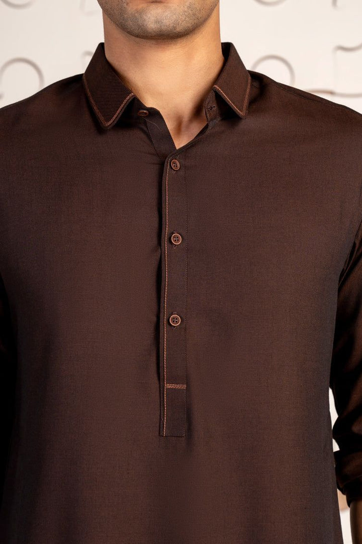 Blended Brown Shalwar Kameez - J. Junaid Jamshed
