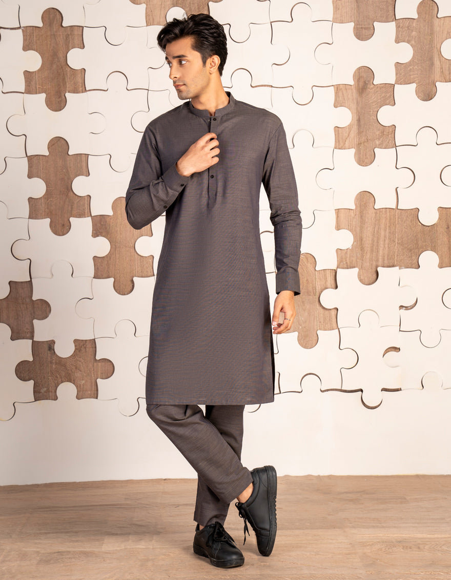 Cotton Brown Kurta Trouser - J. Junaid Jamshed