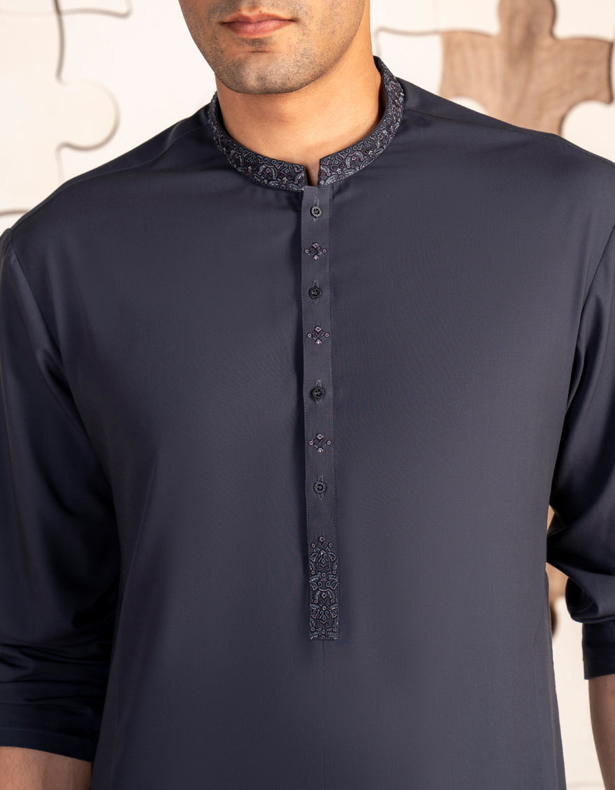 Blended Grey Shalwar Kameez - J. Junaid Jamshed