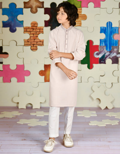 Blended Dull Pink Kurta - J. Junaid Jamshed