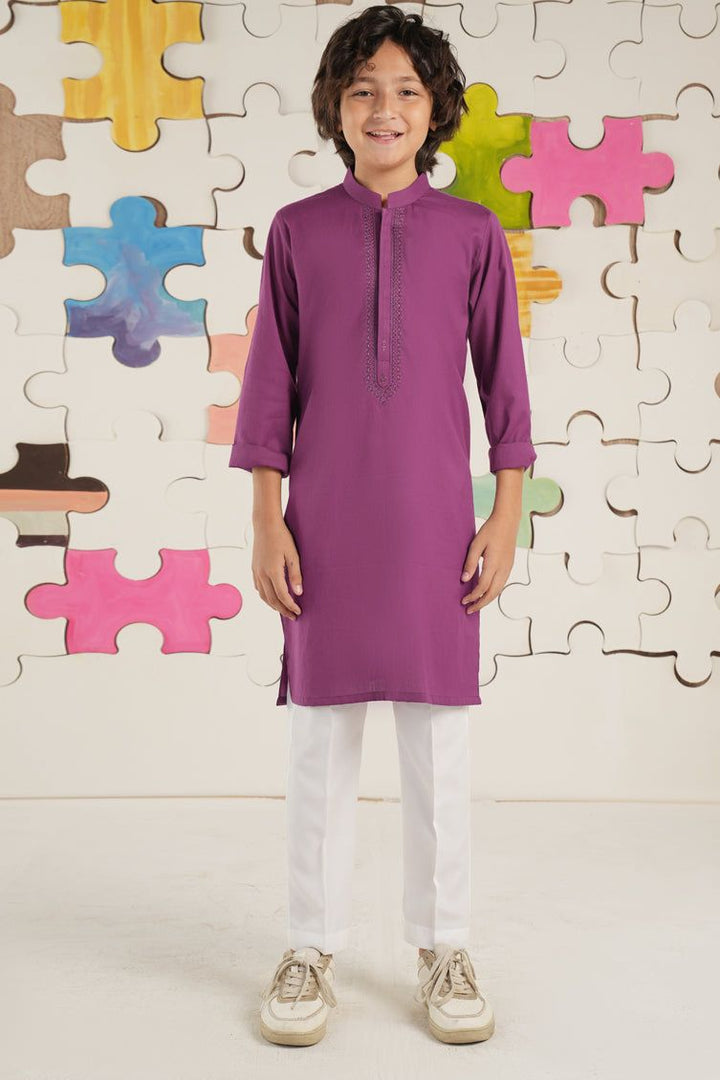 Cotton Magenta Kurta - J. Junaid Jamshed