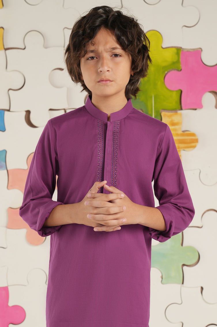 Cotton Magenta Kurta - J. Junaid Jamshed