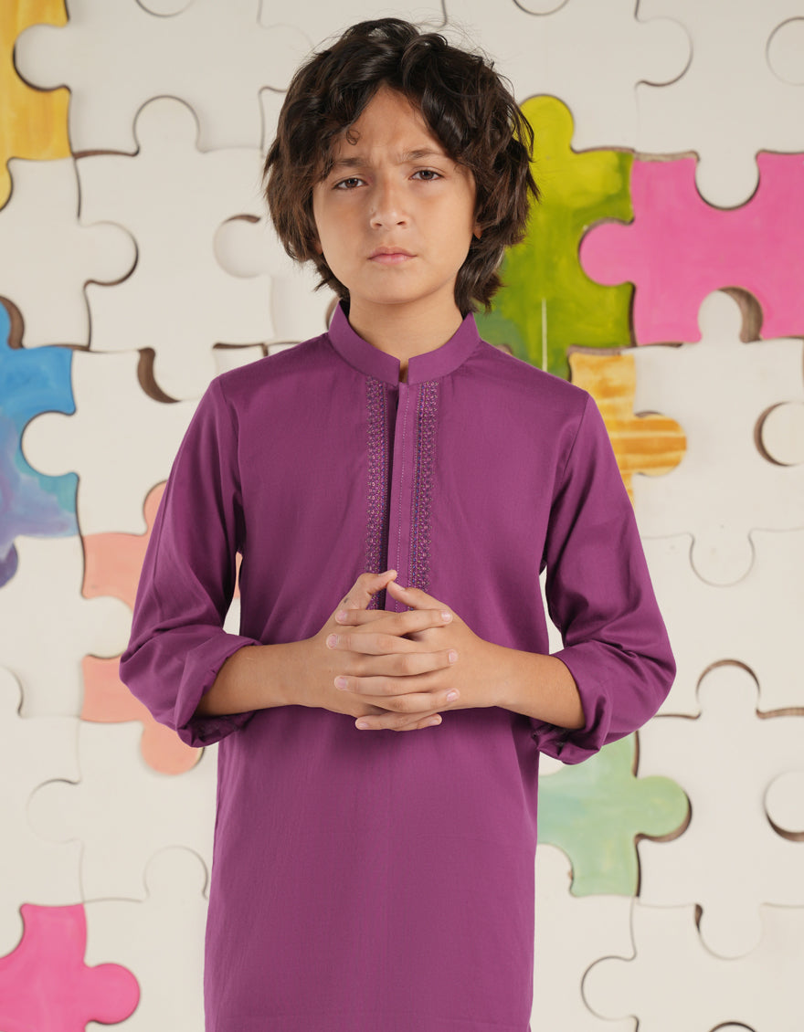 Cotton Magenta Kurta - J. Junaid Jamshed