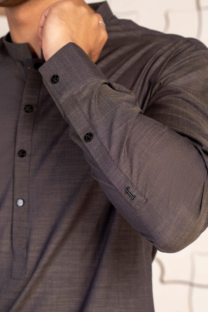 Cotton Brown Kurta Trouser - J. Junaid Jamshed