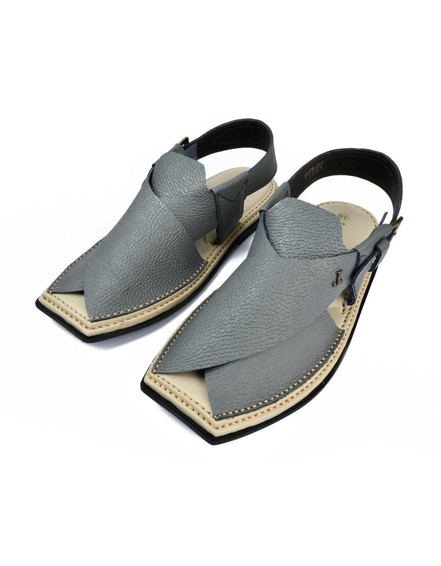 Plain Grey Peshawari Chappal - J. Junaid Jamshed