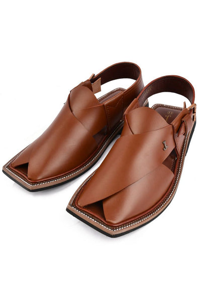 Plain Brown Peshawari Chappal - J. Junaid Jamshed