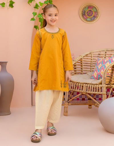 Textured Orange Kurti - J. Junaid Jamshed