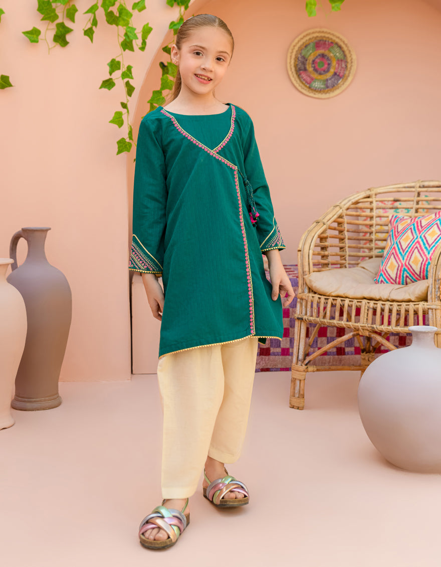 Textured Green Kurti - J. Junaid Jamshed