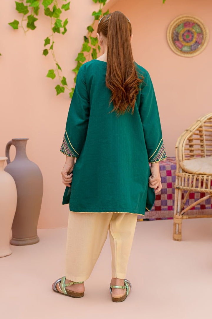 Textured Green Kurti - J. Junaid Jamshed