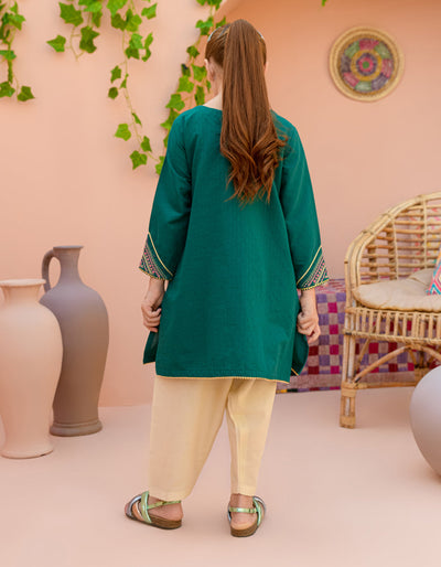 Textured Green Kurti - J. Junaid Jamshed