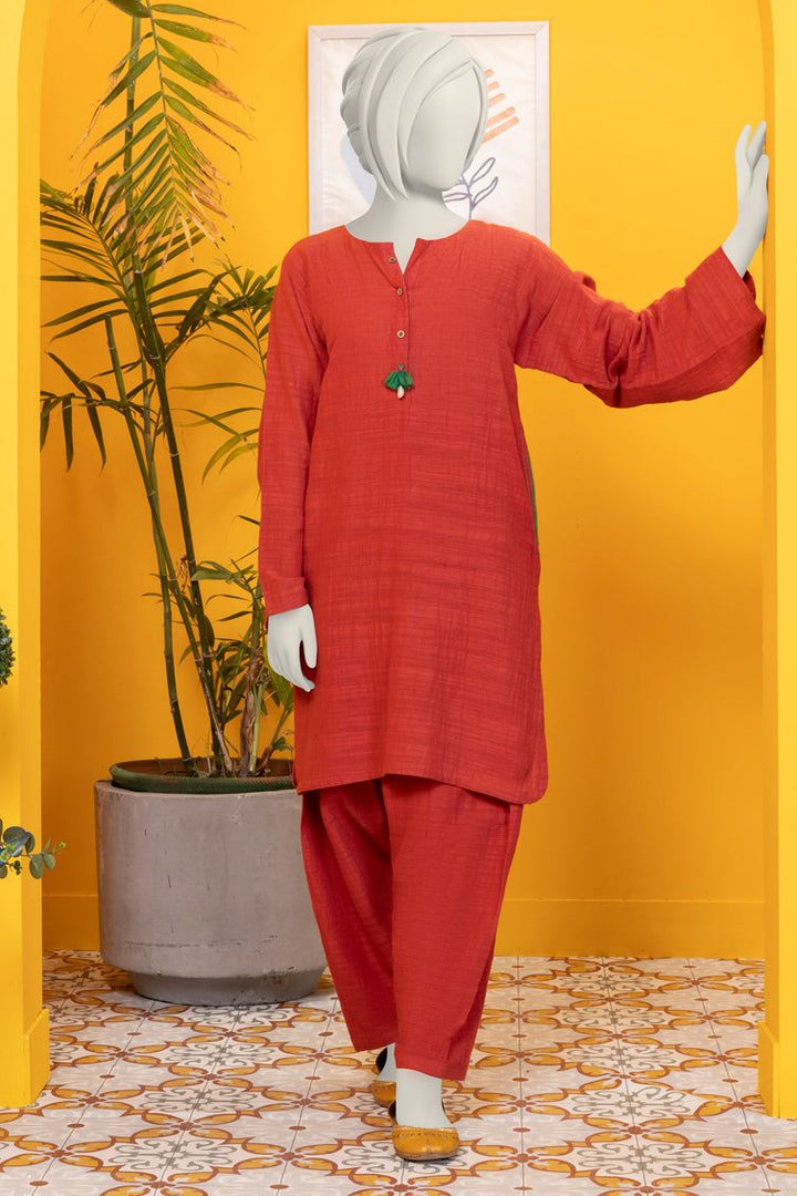 Khaddar Red Stitched Suit - J. Junaid Jamshed
