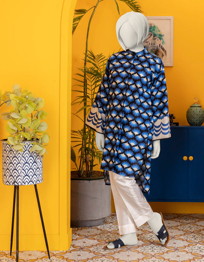 Printed Blue Kurti - J. Junaid Jamshed