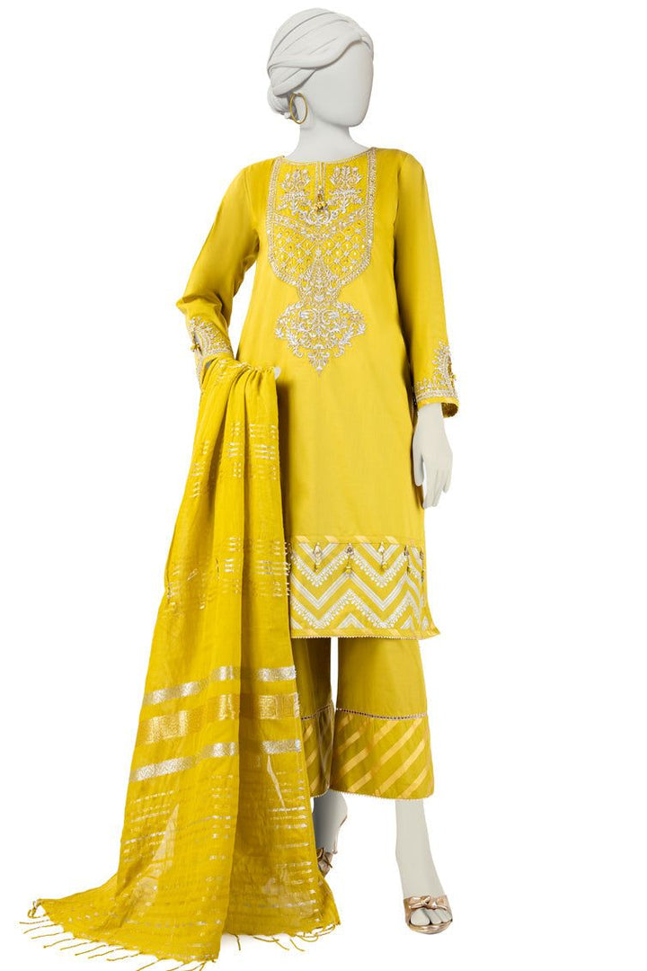 Lawn Yellow 2 Piece Stitched Suit - J. Junaid Jamshed