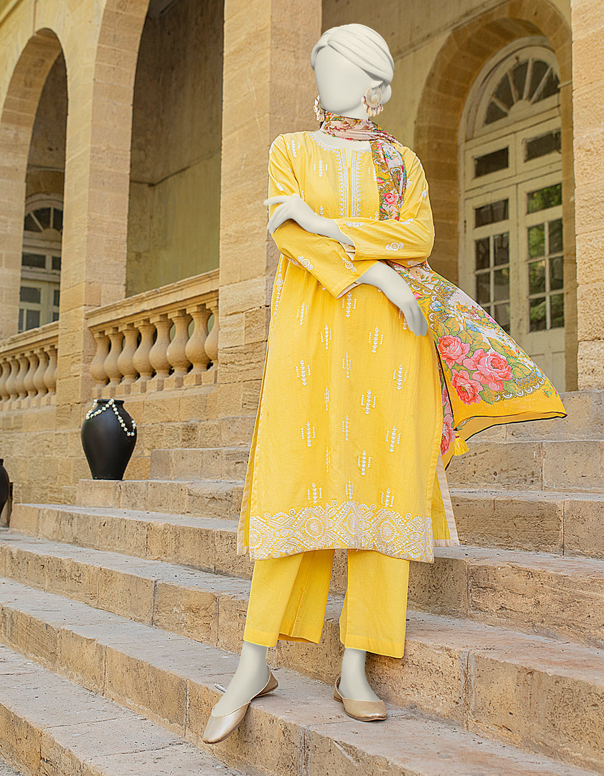 Lawn Yellow 2 Piece Stitched Suit - J. Junaid Jamshed