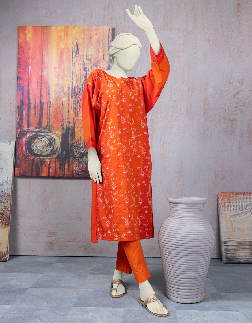 Khaddi Orange Kurti - J. Junaid Jamshed