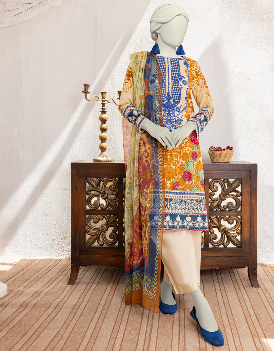 Lawn Multi Stitched Suit - J. Junaid Jamshed