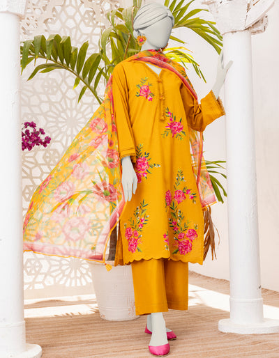 Lawn Yellow Stitched Suit - J. Junaid Jamshed