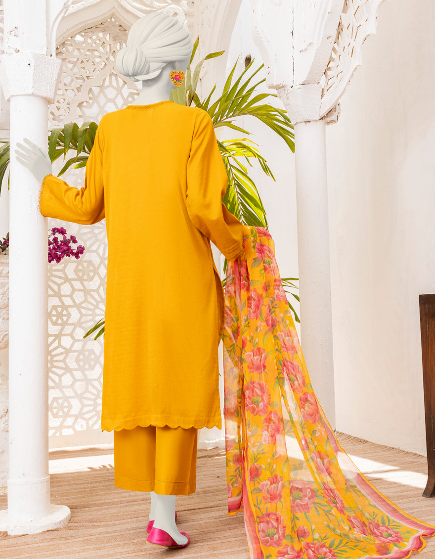 Lawn Yellow Stitched Suit - J. Junaid Jamshed