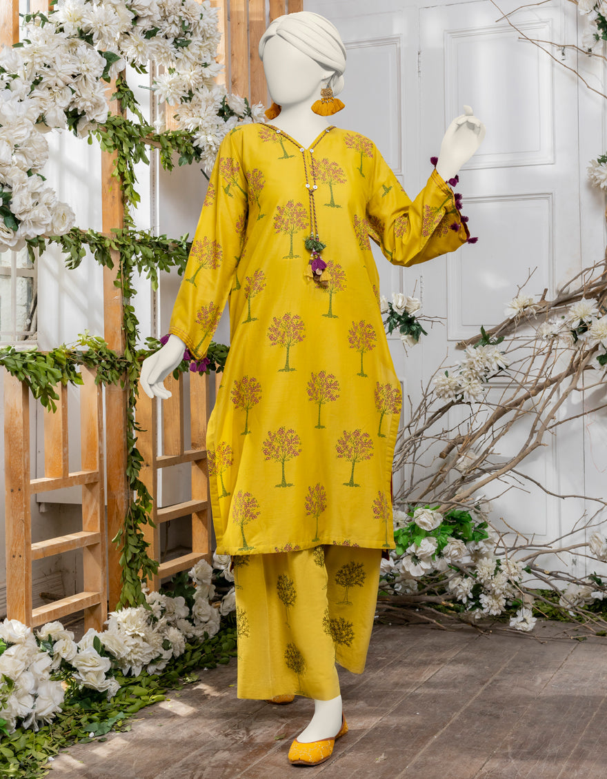 Lawn Mustard Unstitched Suit - J. Junaid Jamshed