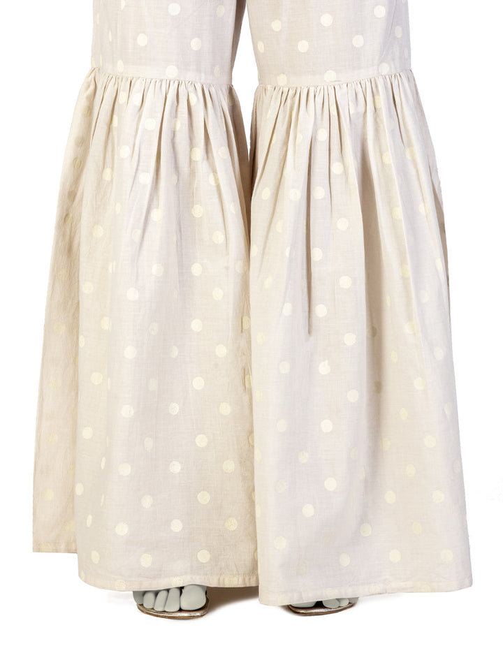 Lawn Beige Gharara - J. Junaid Jamshed