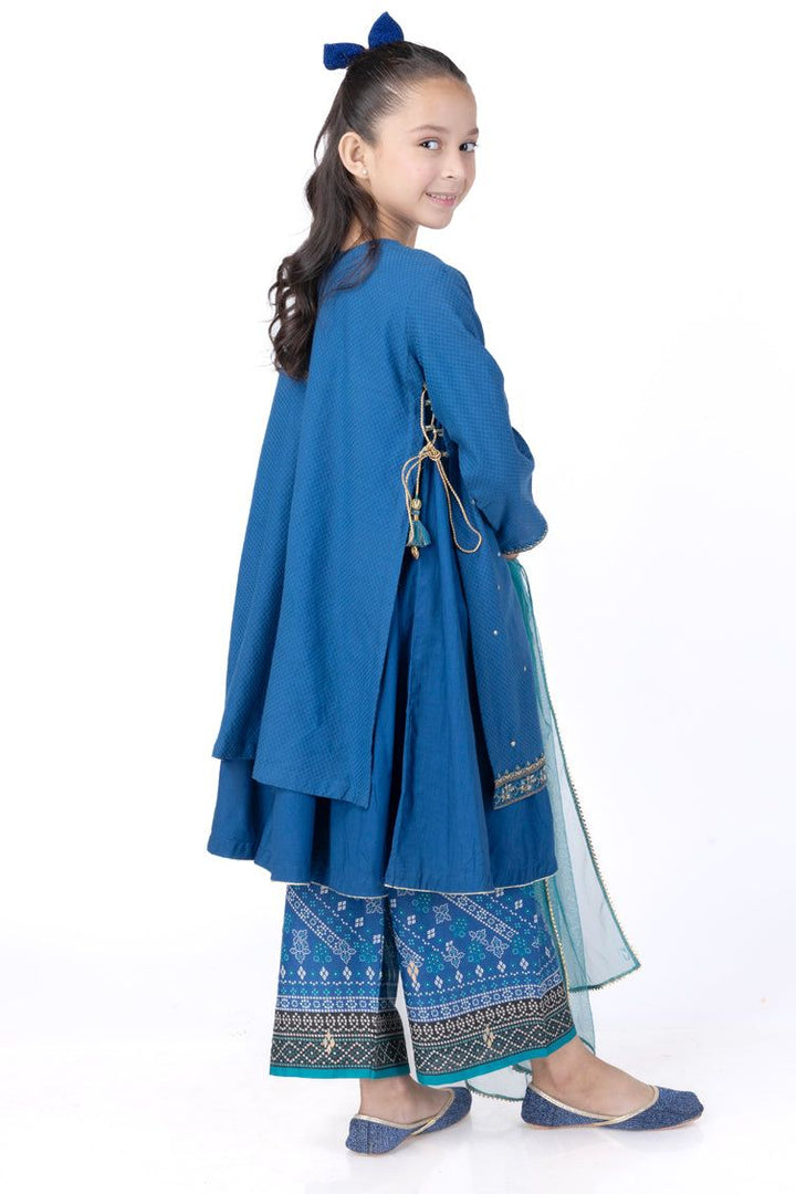 Dobby Blue Stitched Suit - J. Junaid Jamshed