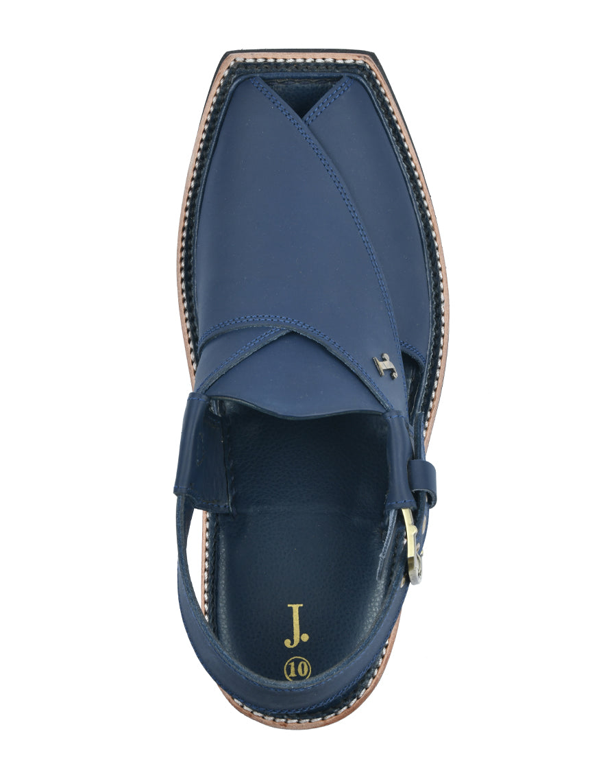 Plain Blue Peshawari Chappal - J. Junaid Jamshed