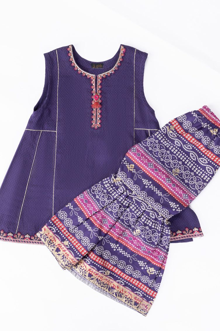 Dobby Purple Stitched Suit - J. Junaid Jamshed