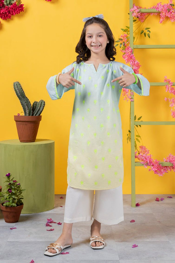 Dobby Mint Blue Kurti - J. Junaid Jamshed