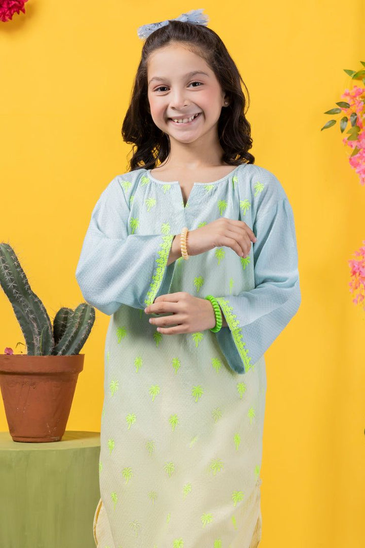 Dobby Mint Blue Kurti - J. Junaid Jamshed
