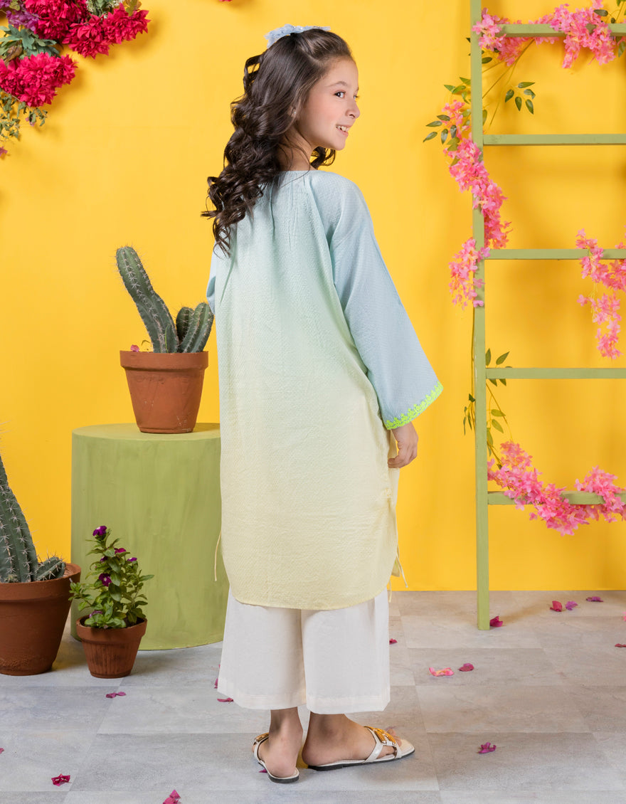 Dobby Mint Blue Kurti - J. Junaid Jamshed