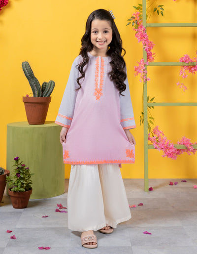 Dobby Pink Kurti - J. Junaid Jamshed