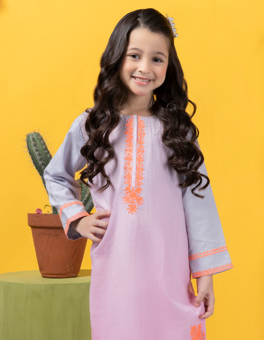 Dobby Pink Kurti - J. Junaid Jamshed