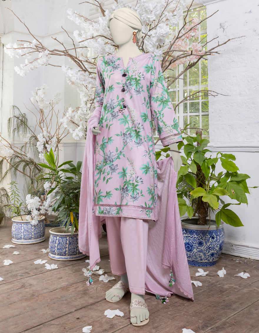 Jacquard Pink Unstitched Suit - J. Junaid Jamshed