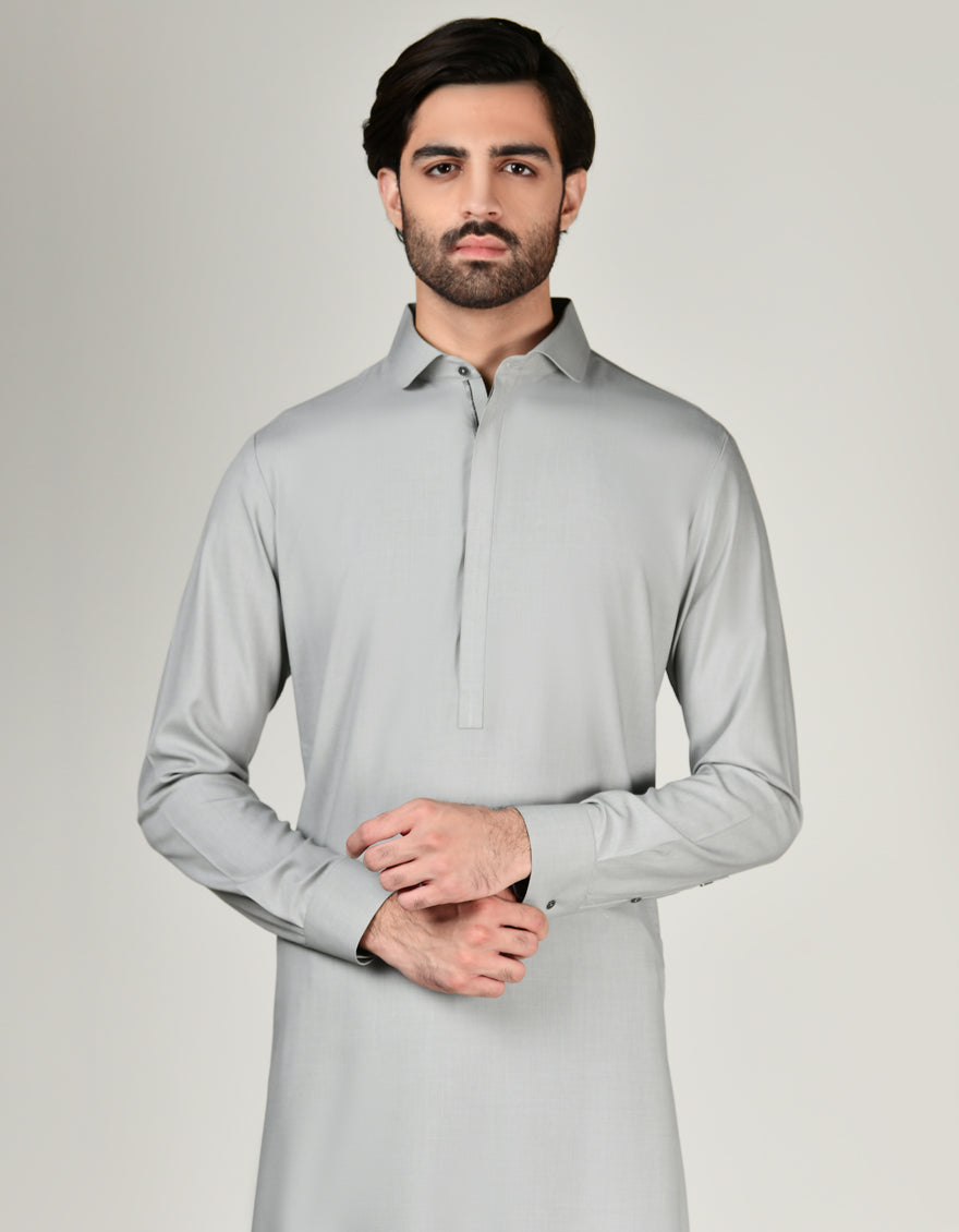 Blended Grey Shalwar Kameez - J. Junaid Jamshed