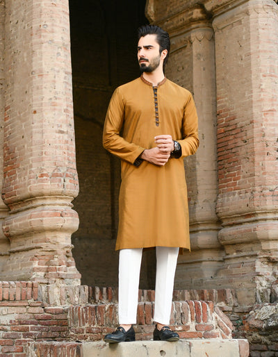 Polyester Brown Special Kurta - J. Junaid Jamshed