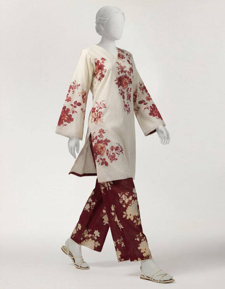 Lawn Cream Stitched Suit - J. Junaid Jamshed