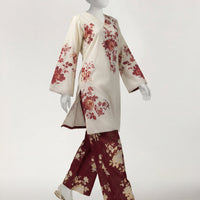 Lawn Cream Stitched Suit - J. Junaid Jamshed