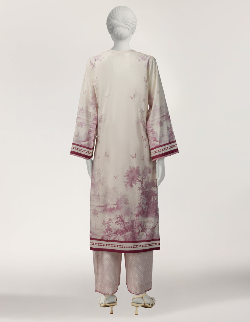 Lawn Cream Stitched Suit - J. Junaid Jamshed