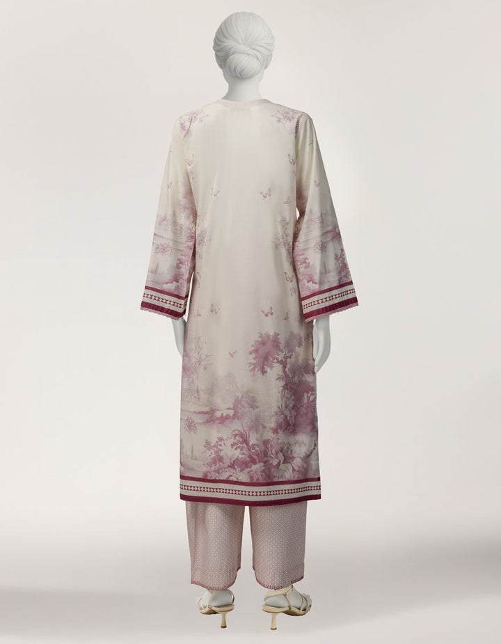 Lawn Cream Stitched Suit - J. Junaid Jamshed