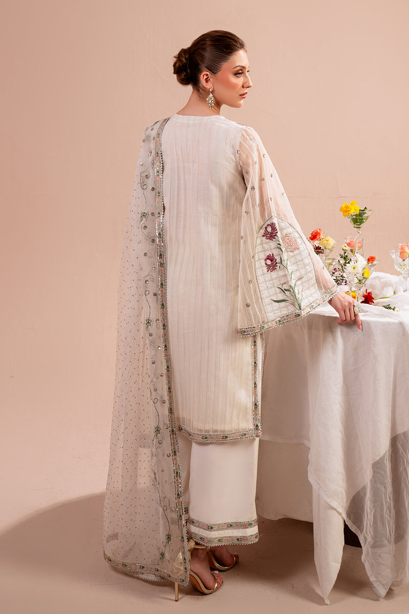 Woven Organza White Stitched Suit - Vanya