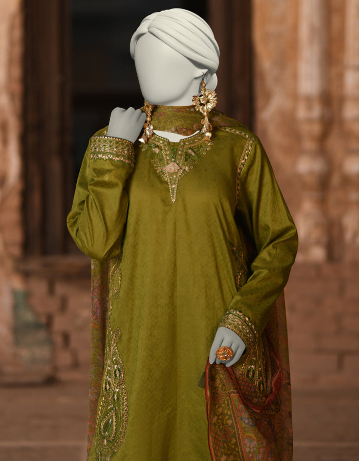 Dobby Green Stitched Suit - J. Junaid Jamshed