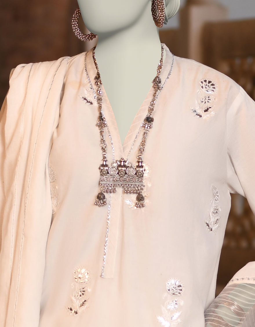 Lawn White Stitched Suit - J. Junaid Jamshed