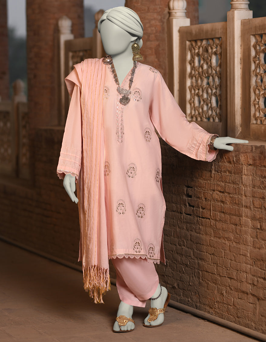 Lawn Pink Stitched Suit - J. Junaid Jamshed