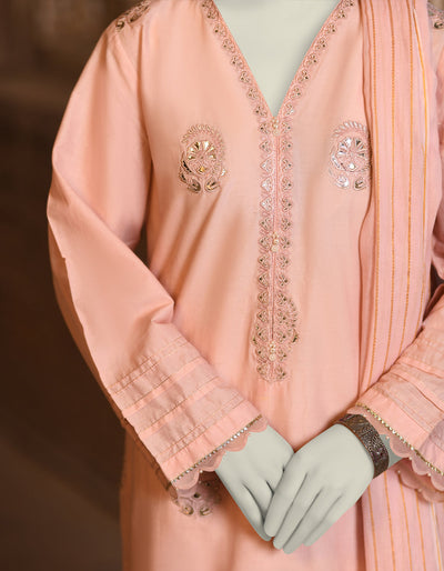 Lawn Pink Stitched Suit - J. Junaid Jamshed