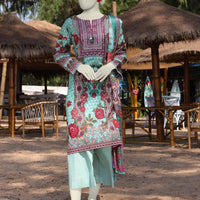 Lawn Blue Stitched Suit - J. Junaid Jamshed